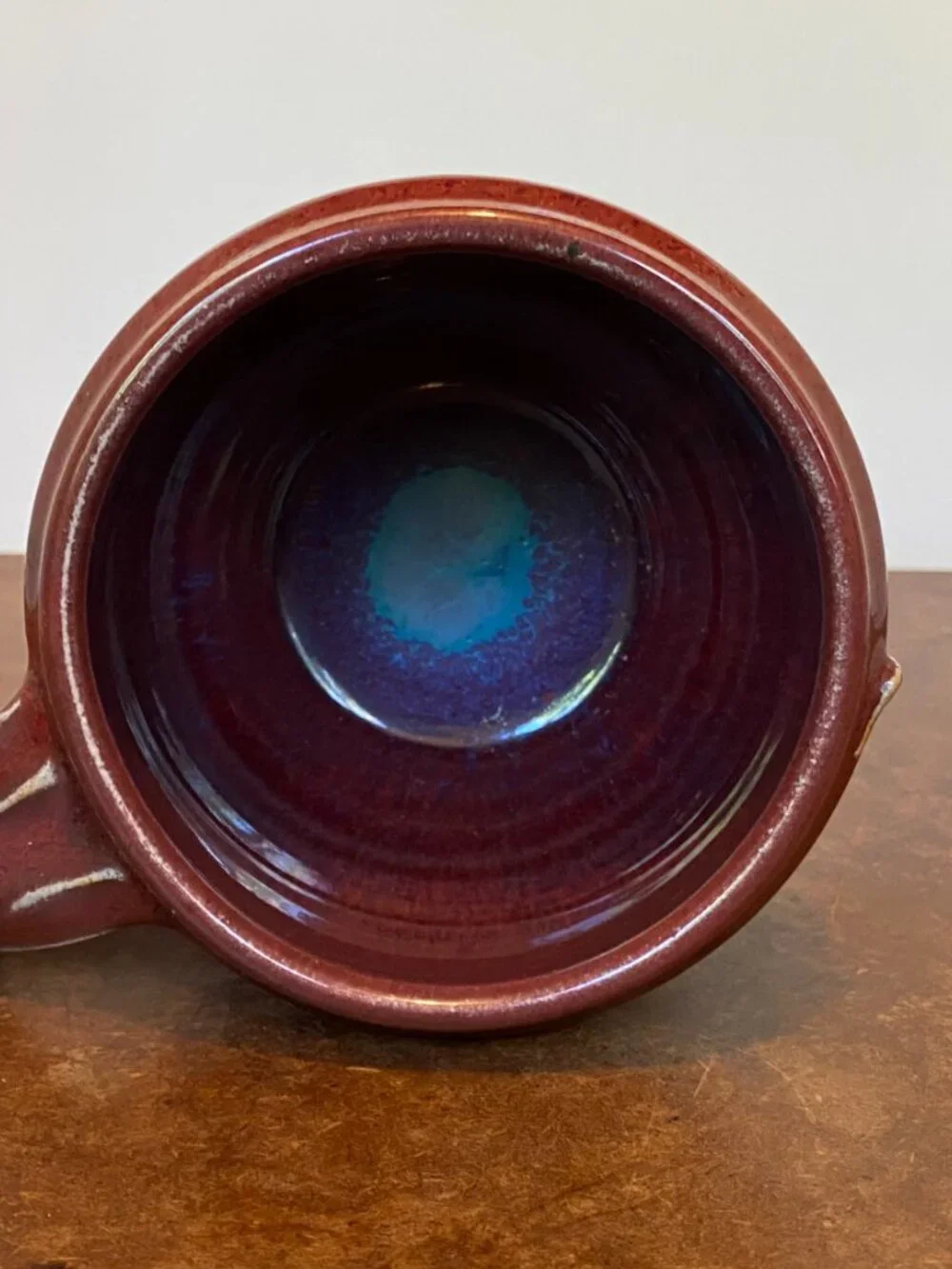 SET 3 Vintage Ceramic Cups Mugs Hand Thrown Cobalt Blue Squid Green Rainbow